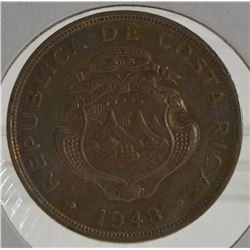 1948 Costa Rica almost to Uncirculated 2 Colones