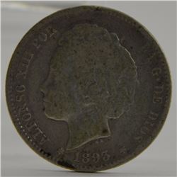 1893 Spain una peseta in Very Good Condition