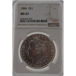 1886 NGC MS63  Morgan Silver Dollar