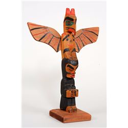 Ellen Neel Totem Carved with Thunderbird and Dsonoqua 11 3/4" H. 9" W  Good Condition