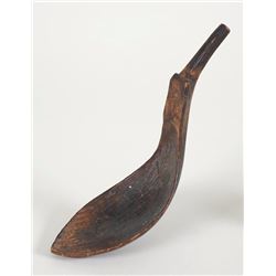19TH C. Tlingit Carved Wood Spoon 7 1/2" L. 2" W.  Good Condition