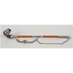 19TH C.  Russian Silver Trade Pipe From Alaska, Hallmarked in Four Places 10 1/2" L.  Good Condition