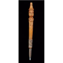 Kwakwaka'wakw Carving Tool with Figural Handle 12" L.  Good Condition
