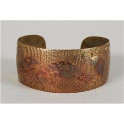 Copper Bracelet with Eagle Design 6 1/4" L. 1 1/4" W.  Good Condition