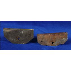 Two Aleut Slate Kodiak Bear Hide Scrapers From Kodiak Island, AK 6" W.