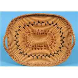 Lillooet Oval Shaped Basketry Tray with Handles 15 1/2" L. 12 1/2" W.  Good Condition