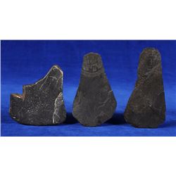 Three Aleut Slate Talking Stones with Incised Design From Kodiak Island, AK 3 3/4" L. - 4 1/2" L.