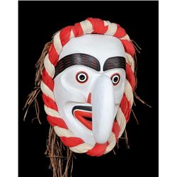 David Neel Carved Alder Nulamal Mask 1988  15 1/2" H. 11 1/2" W.  Good Condition