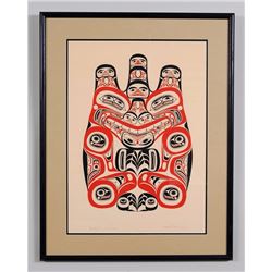 Bill Reid Serigraph "Haida Grizzly Huaji" 260/600 '73  24"x 30 1/2" Framed  Good Condition