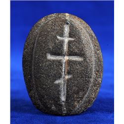 19TH C. Russian Orthodox Stone Seal From the First Church on Kodiak Island, AK Built at Three Saint 
