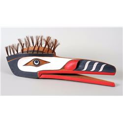 Articulated Northwest Coast Raven Frontlet Signed with Monogram 24" L. 7 1/4" W.  Good Condition