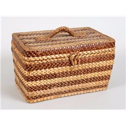 Mt. Currie Lidded Basket 11 1/2" L. 7 3/4" W. 8 " H.  Good Condition