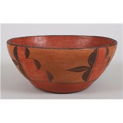 Zia Pottery Bowl ca. 1920's with Classic Cloud and Flower Design 10 5/8" D. 4 1/2" H.  Good Conditio