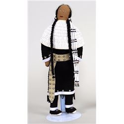 Plains Doll Dressed in Traditional Attire Made by Ray McKeowan - "People of the Buffalo" 14" H. 5 1/