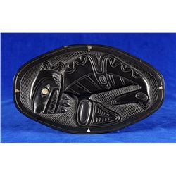 Rufus Moody Argillite Killer Whale Platter 5 1/4"x 8 3/4"  Good Condition