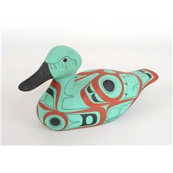 Wood Duck Decoy Painted by Glen Rabina 14" L. 6 3/4" H.  Fine Condition