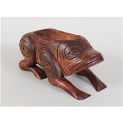 Northwest Carved Frog Bowl 9 1/2" L. 4 3/4" W.  Good Condition