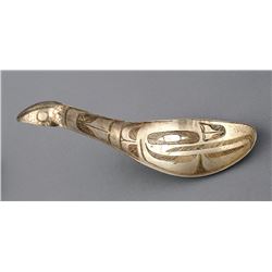 19TH C. Coin Silver Spoon with Incised Thunderbird Design 5 1/4" L.  Good Condition