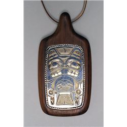 Gerry Marks Silver Beaver Pendant Set in Wood Frame 1 5/8"x 3 1/8"  Good Condition