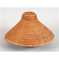 Florence Edenshaw Davidson Woven Cedar Bark Rain Hat 17" D. 9" H.  Good Condition