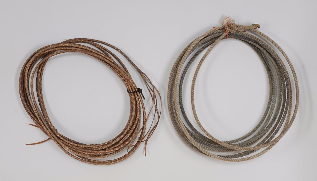 Braided Rawhide Reatta 55 Ft long and a Rope Lasso Good Condition