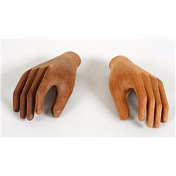 Pair of Carved Wood Shaman's Hands ca. 1910  8 1/2" L.  Good Condition