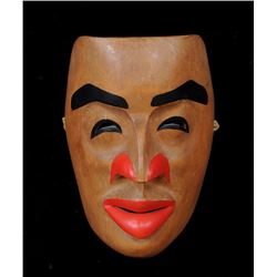 Northwest Coast Carved Alder Portrait Mask by Matt Gurney 9" H. 6 1/4" W.  Good Condition