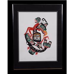 Dwayne Simeon Thunderbird and Whale Serigraph 79/155 '81  26 1/2"x 31" Framed  Good Condition