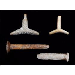 Four Inuit Carved Marine Ivory Labrets 1/2" L. - 1 1/4" L.  Good Condition NOT ALLOWED TO SHIP OUTSI