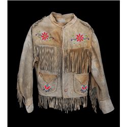 Cree Fringed Jacket with Floral Beaded Design Size Small  Good Condition