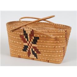 Salish Oval Basket with Handles 15" L. 8 1/2" W. 8" H.  Good Condition