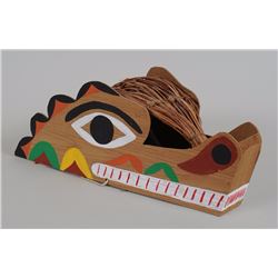 Nuu-chah-nulth Wolf Headdress, Dance Rigged 18 1/2" L. 7 1/2" H.  Good Condition