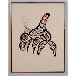 Bill Reid Haida Killer Whale "Skaana" Serigraph 480/600 '73  20"x 26" Framed  Good Condition
