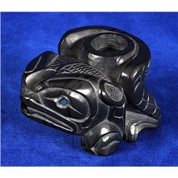 Lionel Samuels Argillite Frog Pipe 3 3/8" L. 2 3/8" W.  Fine Condition