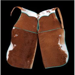 Pair of Childs Cowhide Chaps ca. 1940's - 1950's 26" L. 12" W.  Good Condition