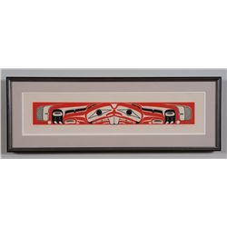 Robert Davidson Beaver Serigraph 30/74 '77  8 1/4"x 23 1/2" Framed  Good Condition