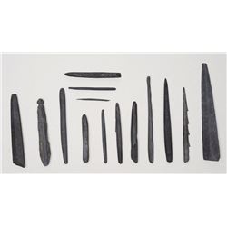 14 Aleut Stone Implements - Kodiak Island, AK 1 3/4" L. - 4 1/2" L.