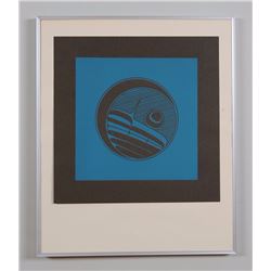Robert Davidson Blue Moon Serigraph 123/364 '76  20"x 24" Framed  Good Condition