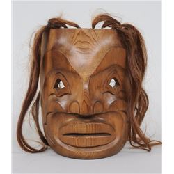 Portrait Mask Carved Signed RNP 11 1/2" H. 9" W.  Good Condition