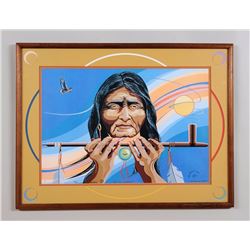 "The Pipe Offering" Serigragh by Ke-Sha-Ona-Quat 13/200  27 1/2"x 34 1/2"  Good Condition