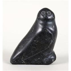 Inuit Soapstone Carving of an Owl by Veevee 6" H. 5" W.  Good Condition