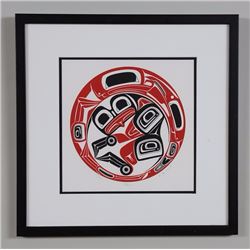Danny Dennis "Clan" Serigraph 117/150 '90  17 1/2"x 17 1/2" Framed  Good Condition