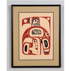 Freda Diesing Serigraph "Raven Inside the Whale" AP '79  22 1/2"x 28 1/2" Framed  Good Condition
