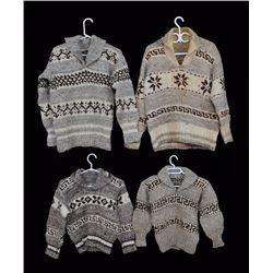 Four Cowichan Sweaters Made by Mary Sylvester - Anacortes, WA  Sold to Indian Agent at Neah Bay, WA 
