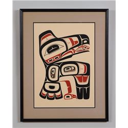 Freda Diesing Serigraph "Raven with Dogfish" AP '77  22 1/2"x 28 1/2" Framed  Good Condition
