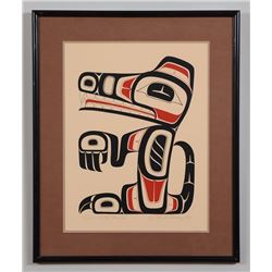 Freda Diesing Serigraph "Wolf Design" 163/200 '79  23"x 28" Framed  Good Condition