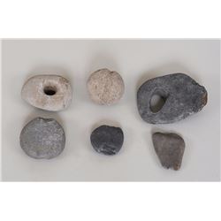 Three Aleut Stone Net Sinks From Kodiak Island, AK 4 1/2" W. - 6" W.