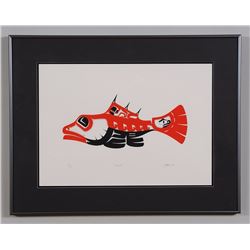 Art Thompson Serigraph "Codfish" 47/100 '77  21"x 27" Framed  Good Condition