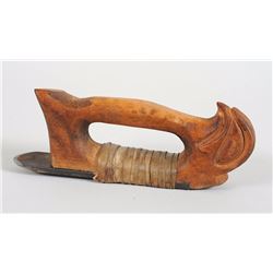Northwest Coast Carved Bird Figural Hand Adze 8" L. 3" H.  Good Condition with Minor Loss