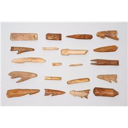 20 Assorted Inuit Bone and Marine Ivory Artifacts 1/2" L. - 2 1/4" L.  Good Condition NOT ALLOWED TO
